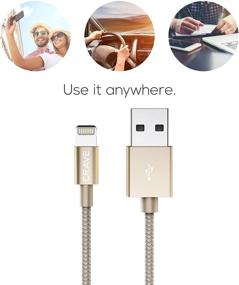 img 2 attached to 🔌 Premium Nylon Braided Gold Apple MFI Certified Lightning to USB Cable - 4 FT – Crave