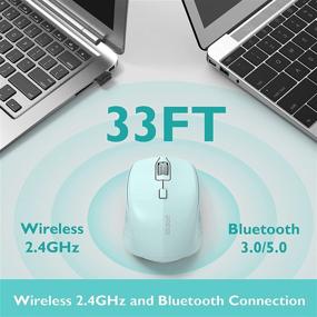 img 2 attached to 🖥️ Беспроводная компьютерная мышь BreSii Dual-Mode Bluetooth 5.0/3.0 2.4G - оптическая бесшумная мышь с USB-приемником, 3 режима DPI - для MacBook, ноутбука, ноутбука, ПК, планшета (зеленая)