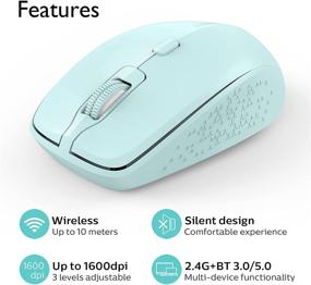 img 1 attached to 🖥️ Беспроводная компьютерная мышь BreSii Dual-Mode Bluetooth 5.0/3.0 2.4G - оптическая бесшумная мышь с USB-приемником, 3 режима DPI - для MacBook, ноутбука, ноутбука, ПК, планшета (зеленая)