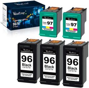 img 4 attached to 🖨️ 5-Pack Valuetoner Remanufactured Ink Cartridge Replacement for HP 96 & 97 C8767WN C9363WN Printer - 3 Black, 2 Tri-Color Bundle