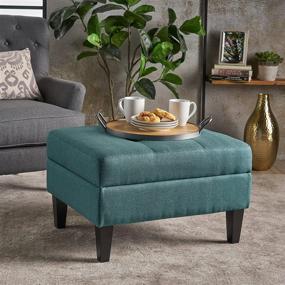 img 3 attached to 🪑 Christopher Knight Home Zahra Teal/Dark Brown Fabric Storage Ottoman: Sleek and Versatile Storage Solution
