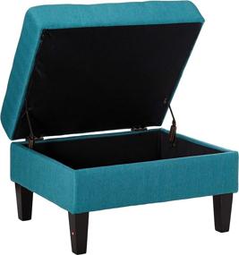 img 2 attached to 🪑 Christopher Knight Home Zahra Teal/Dark Brown Fabric Storage Ottoman: Sleek and Versatile Storage Solution
