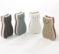 🐱 pack of 4 cat type kitchen sponges - good foaming and 3-layer design logo