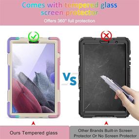 img 3 attached to 🌈 Rainbow Samsung Galaxy Tab A7 Lite Kids Case 8.7'' with Tempered Glass Screen Protector - Drop Proof Case for Galaxy Tab A7 Lite 2021 SM-T220/T225/T227, 360° Rotating Hand Strap & Kickstand included