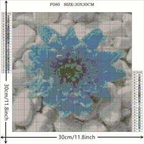 img 3 attached to 🌸 Набор для 5D росписи бриллиантами "Голубой цветок" - DIY набор для вышивки квадратными стразами для взрослых - 11,8X11,8 дюймов