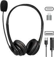 🎧 versatile headphones with usb and usb c connections, noise cancelling boom mic for zoom, skype, video conferencing - compatible with any computer, laptop, mac, pc logo