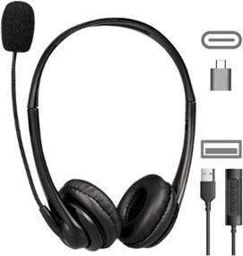 img 4 attached to 🎧 Versatile Headphones with USB and USB C Connections, Noise Cancelling Boom Mic for Zoom, Skype, Video Conferencing - Compatible with Any Computer, Laptop, Mac, PC