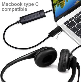 img 2 attached to 🎧 Versatile Headphones with USB and USB C Connections, Noise Cancelling Boom Mic for Zoom, Skype, Video Conferencing - Compatible with Any Computer, Laptop, Mac, PC