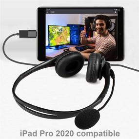 img 3 attached to 🎧 Versatile Headphones with USB and USB C Connections, Noise Cancelling Boom Mic for Zoom, Skype, Video Conferencing - Compatible with Any Computer, Laptop, Mac, PC