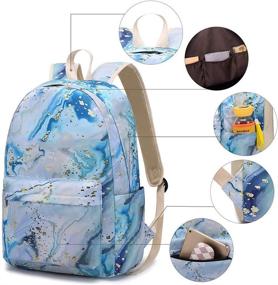img 3 attached to School Backpack For Teen Girls Women Laptop Backpack Marble College Bookbags Middle School Travel Work Commuter Back Pack(Marble Blue)