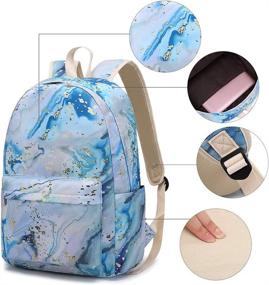 img 2 attached to School Backpack For Teen Girls Women Laptop Backpack Marble College Bookbags Middle School Travel Work Commuter Back Pack(Marble Blue)