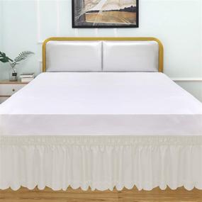 img 2 attached to 🛏️ OBYTEX Wrap Around Bed Skirts: Stylish Elastic Dust Ruffle for Silky Soft & Wrinkle Free Look in Cream Shade - Queen/King Size