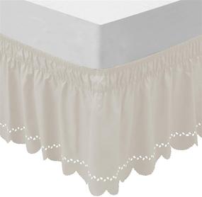 img 4 attached to 🛏️ OBYTEX Wrap Around Bed Skirts: Stylish Elastic Dust Ruffle for Silky Soft & Wrinkle Free Look in Cream Shade - Queen/King Size