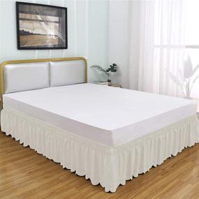 img 3 attached to 🛏️ OBYTEX Wrap Around Bed Skirts: Stylish Elastic Dust Ruffle for Silky Soft & Wrinkle Free Look in Cream Shade - Queen/King Size