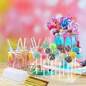 img 1 attached to Convenient Fox Claw Lollipop Holder Cake Pop Stand Display with 2 Packs and 100PCS Each – Clear Treats Bags, Lollipop Sticks & Gold Twist Ties, Ideal Candy Cake Pop Making Tools (2)