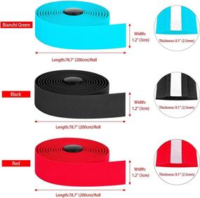 img 3 attached to 🚲 Awpeye 3 Pairs Bicycle Handlebar Tape EVA Road Bike Bar Tape with End Plugs Cycling Handle Wraps 6 Rolls - Black, Red, Bianchi Green