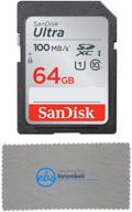 💽 карта памяти sandisk 64 гб sd ultra для камер canon eos m200, m100, m50, m5, m6 беззеркальной (sdsdunr-064g-gn6in) комплект с салфеткой из микрофибры everything but stromboli логотип