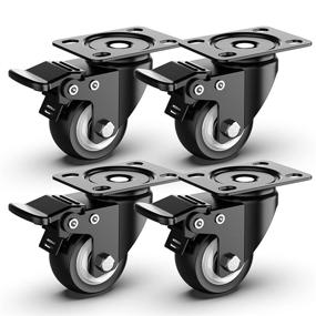 img 4 attached to 🔒 2 Inch Swivel Caster Wheels - Heavy Duty Plate Casters with Safety Brake, Pack of 4 - Total Capacity 600lbs