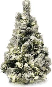 img 4 attached to 🎄 Red Co. Premium Snow-Flocked Christmas Tree with 120 Warm White LED Lights - 4-Foot Height and UL Certified Metal Stand