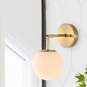 img 3 attached to BAODEN Modern Wall Sconce - Industrial Mid Century Bathroom Vanity Light with White Globe Glass Lampshade - Brushed Brass Finish Lighting Fixture (Gold Color)