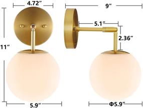 img 1 attached to BAODEN Modern Wall Sconce - Industrial Mid Century Bathroom Vanity Light with White Globe Glass Lampshade - Brushed Brass Finish Lighting Fixture (Gold Color)