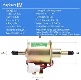 img 3 attached to 🔌 MaySpare Electric Fuel Pump 12V PSI Gas Diesel Inline Fuel Pump HEP-02A Low Pressure Fuel Pump for Motorcycle Carburetor ATV