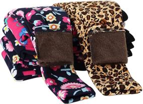 img 4 attached to Girls' IRELIA Winter 2-Pack Printed Fleece-Lined Soft Leggings