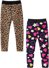 img 3 attached to Girls' IRELIA Winter 2-Pack Printed Fleece-Lined Soft Leggings