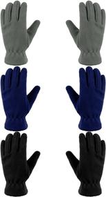 img 4 attached to Ultimate Winter Warmth: 3 Pairs of Kids Fleece Gloves for Boys and Girls