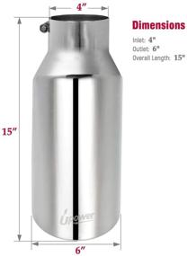 img 1 attached to 🚚 Upower Universal Diesel Trucks Car Exhaust Tip: 4 Inch Inlet, 6" Outlet, 15" Long, Stainless Steel Bolt-On