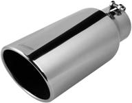 🚚 upower universal diesel trucks car exhaust tip: 4 inch inlet, 6" outlet, 15" long, stainless steel bolt-on logo