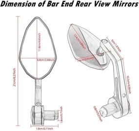 img 1 attached to Винтажные универсальные зеркала заднего вида для мотоциклов с концевыми грифами, 7/8 дюймов, черного цвета, совместимые с кафе-рейсерами и круизерами - Комплект из 2 штук