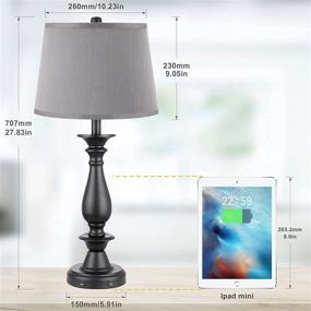 img 2 attached to 💡 Seealle Grey USB Table Lamp Set of 2 - Modern Bedside Lamps with USB Charging Ports for Living Room and Bedroom