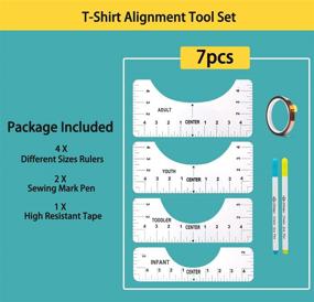 img 2 attached to 👕 7-Piece T-Shirt Ruler Guide Alignment Tool Set with Heat Resistant Tape - Ideal for Adult, Youth, Toddler, and Infant Clothes Vinyl Heat Press - White