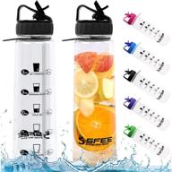 sfee 30oz water bottle with time marker: stay hydrated and motivated with sports straw, bpa free bottles tracker - ideal for outdoors, hiking, cycling, fitness, kids + 2 straws логотип