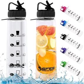 img 4 attached to Sfee 30oz Water Bottle with Time Marker: Stay Hydrated and Motivated with Sports Straw, BPA Free Bottles Tracker - Ideal for Outdoors, Hiking, Cycling, Fitness, Kids + 2 Straws