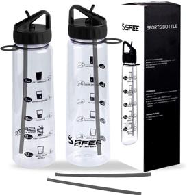 img 3 attached to Sfee 30oz Water Bottle with Time Marker: Stay Hydrated and Motivated with Sports Straw, BPA Free Bottles Tracker - Ideal for Outdoors, Hiking, Cycling, Fitness, Kids + 2 Straws