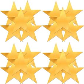 img 4 attached to ✨ UNIQOOO 20Pcs Metallic Gold Foil Star Cutouts Bulk Paper Accent 9 Inch | Christmas New Year Hanging Décor | Kids Birthday Party Favors Banner Garland Backdrop Decor | Classroom Bulletin Board Crafts