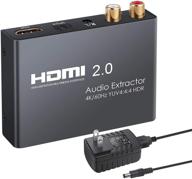 🔌 esynic hdmi 2.0 аудио извлекатель: конвертер 4k/60hz yuv 4:4:4 hdr - hdmi в hdmi + оптический toslink spdif + аналоговый rca l/r + 3.5 мм гнездо для наушников стерео аудио разветвитель для blu-ray, ps4 логотип