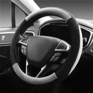 🚗 universal 15 inch seg direct gray plush winter auto car steering wheel cover logo