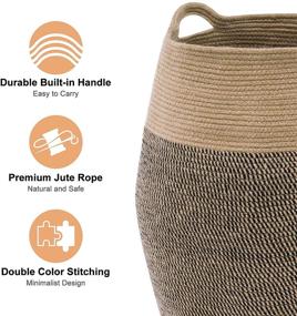 img 1 attached to 🧺 YOUDENOVA Large Woven Rope Laundry Basket - 100L Tall Dirty Clothes Hamper for Bedroom/Living Room - Jute - Handles for Easy Storage of Blankets, Toys & More