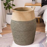 🧺 youdenova large woven rope laundry basket - 100l tall dirty clothes hamper for bedroom/living room - jute - handles for easy storage of blankets, toys & more logo