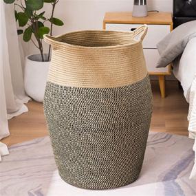 img 4 attached to 🧺 YOUDENOVA Large Woven Rope Laundry Basket - 100L Tall Dirty Clothes Hamper for Bedroom/Living Room - Jute - Handles for Easy Storage of Blankets, Toys & More