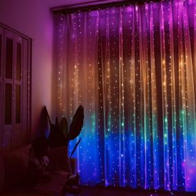 img 3 attached to Rainbow Curtain Lights with Remote Control - 9.8ftx9.2ft 280 LED String Lights for Girls Kids Room Decor, Unicorn Theme, Bedroom Fairy Lights for Wall, Party - USB Powered