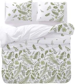 img 2 attached to 🌿 Wake In Cloud - Green Plant Botanical Leaves Comforter Set: Queen Size Soft Microfiber Bedding with Tree Leaf Pattern on White (3pcs)