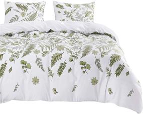 img 4 attached to 🌿 Wake In Cloud - Green Plant Botanical Leaves Comforter Set: Queen Size Soft Microfiber Bedding with Tree Leaf Pattern on White (3pcs)