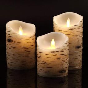 img 4 attached to 🕯️ AntizerTM Flameless Candles Birchwood 4", 5", 6" - Set of 3 Real Wax Pillars with Dripless Design, Realistic Dancing LED Flames, and 10-Key Remote Control. Includes 24-Hour Timer Function for Ultimate Convenience.