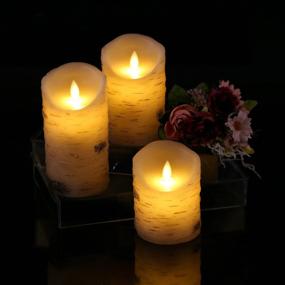 img 1 attached to 🕯️ AntizerTM Flameless Candles Birchwood 4", 5", 6" - Set of 3 Real Wax Pillars with Dripless Design, Realistic Dancing LED Flames, and 10-Key Remote Control. Includes 24-Hour Timer Function for Ultimate Convenience.