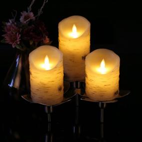 img 2 attached to 🕯️ AntizerTM Flameless Candles Birchwood 4", 5", 6" - Set of 3 Real Wax Pillars with Dripless Design, Realistic Dancing LED Flames, and 10-Key Remote Control. Includes 24-Hour Timer Function for Ultimate Convenience.