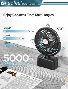 img 4 attached to 🌬️ NEOFEEL Stroller Fan - 5000mAh Camping Fan with LED Light, 3 Speeds, Portable Tripod Stand - Ultra Quiet, 120° Oscillating Personal Fan for Office, Home, and Outdoor Use